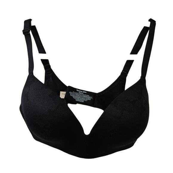 Tommy John Second Skin Wireless Bra 34C Black Lightly Lined - Picture 1 of 6